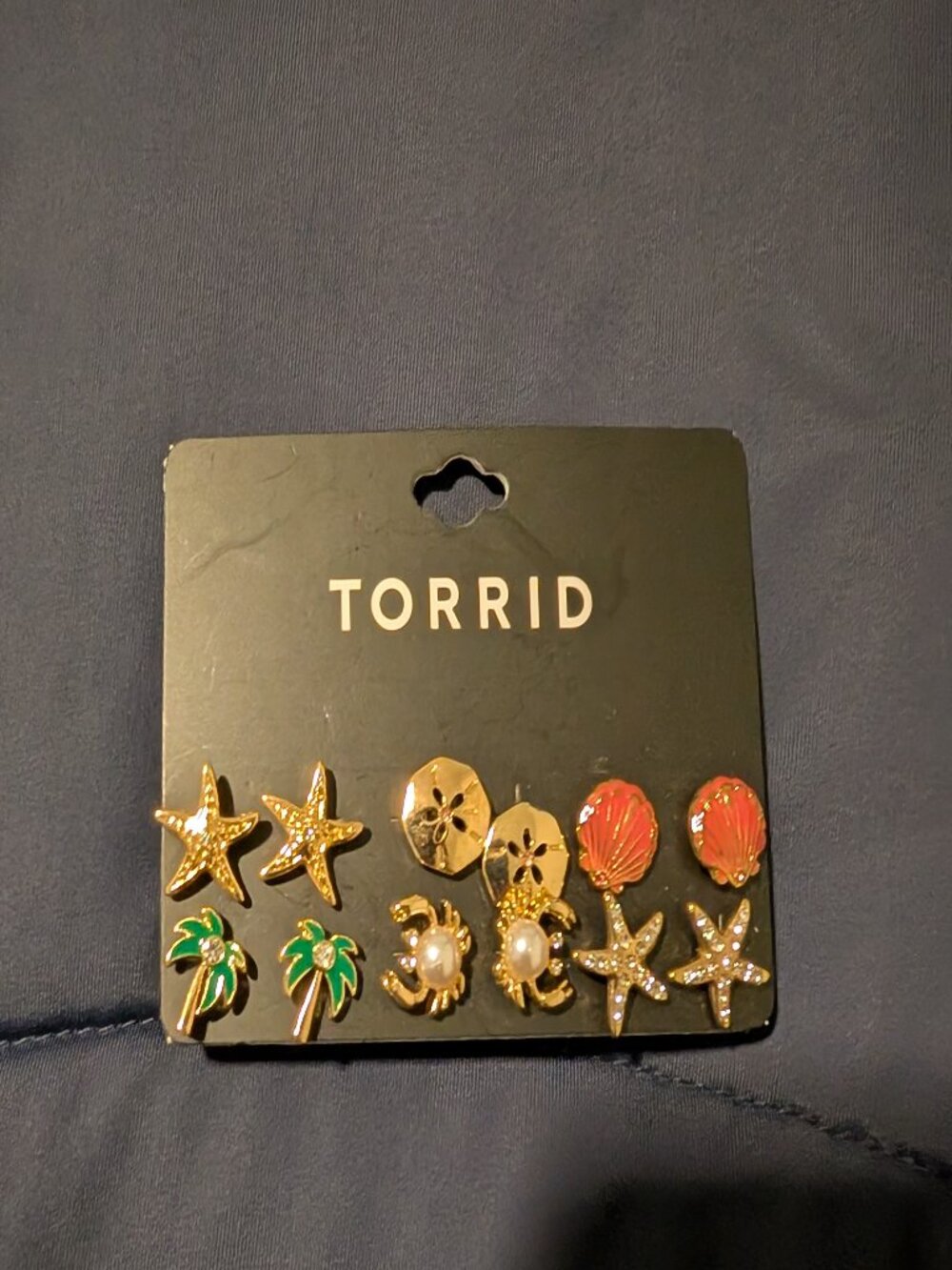 Torrid NWT Stud Earrings Set Gold Tone Star Shell Tropical Jewelry
